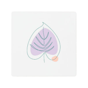 Impresión En Metal Boho Zen Little Lilac Leaf