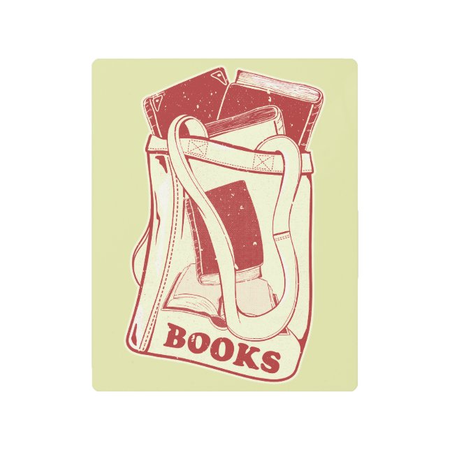 Impresión En Metal Bolsa de libros que me encanta leer (Anverso)