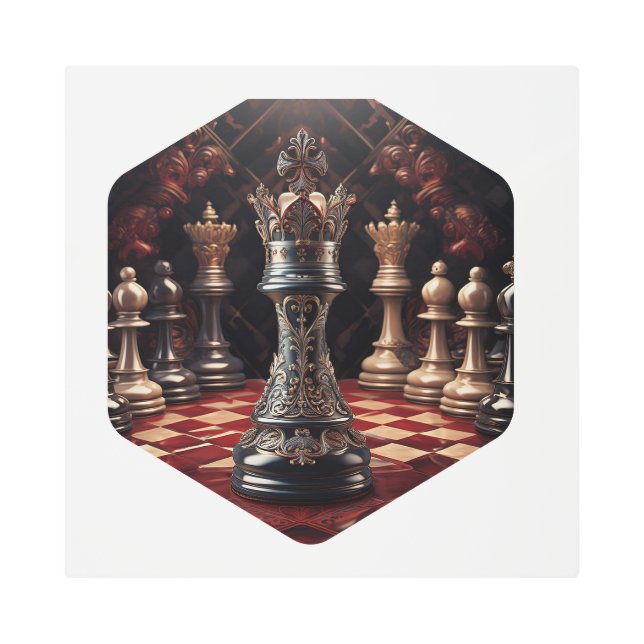 Impresión En Metal Bonita pieza de ajedrez de estilo barroco - La Rei (Anverso)