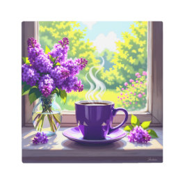 Impresión En Metal Bonito Lilacs púrpura y café