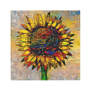 Impresión En Metal Bonito Resumen Pintura de girasol