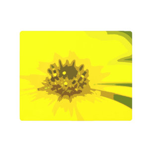 Impresión En Metal Bonito Resumen Viviente Flor de margarita amarilla
