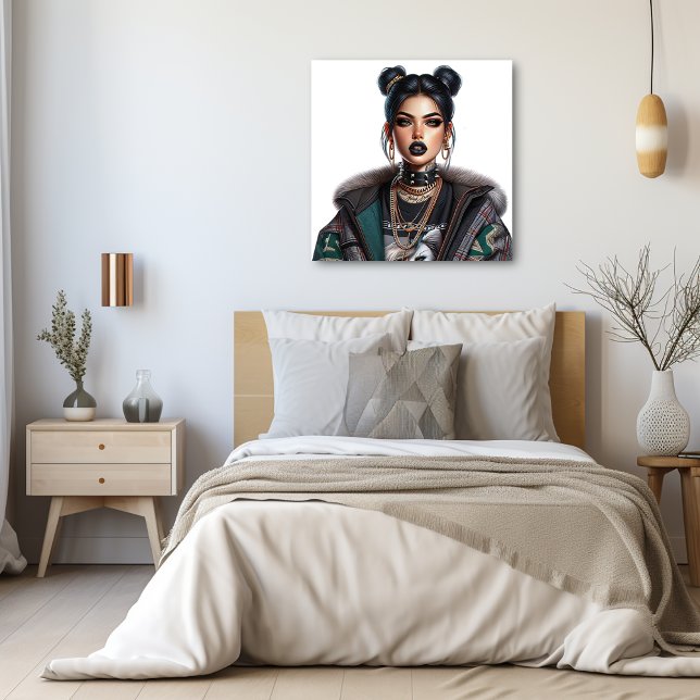 Impresión En Metal Bonito Streetwear Chica urbano (Pretty Streetwear Urban Girl Metal Print)