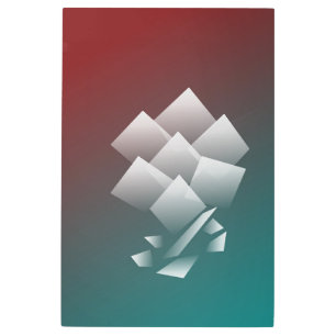 Impresión En Metal Borgoña verde azulada blanca