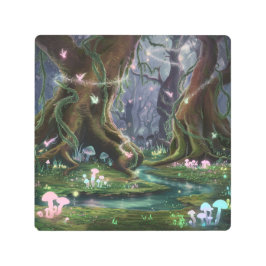 Impresión En Metal Bosque mágico de fantasía