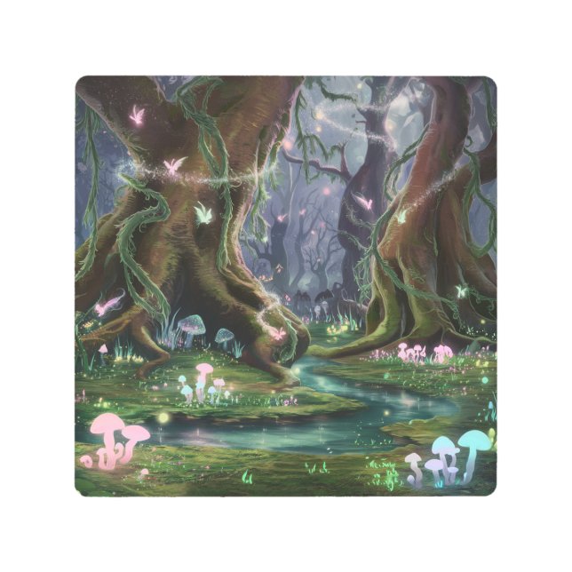 Impresión En Metal Bosque mágico de fantasía (Anverso)