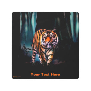 Impresión En Metal Bosque oscuro del tigre brillante