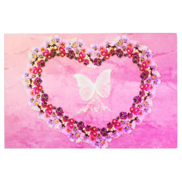 Impresión En Metal Bouquet de flores dentro de una silueta de maripos