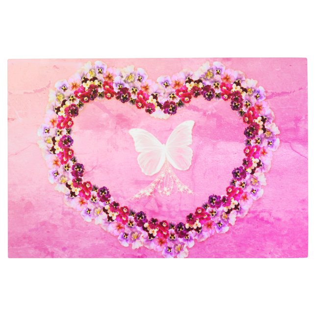 Impresión En Metal Bouquet de flores dentro de una silueta de maripos (Anverso)