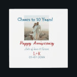 Impresión En Metal Brindis por 10 años feliz aniversario agregar foto<br><div class="desc">Diseño para pareja de enamorados</div>