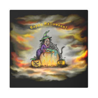 Bruja y gato negro, ¡Feliz Halloween!