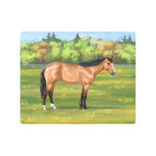 Impresión En Metal Buckskin Dun Quarter Horse