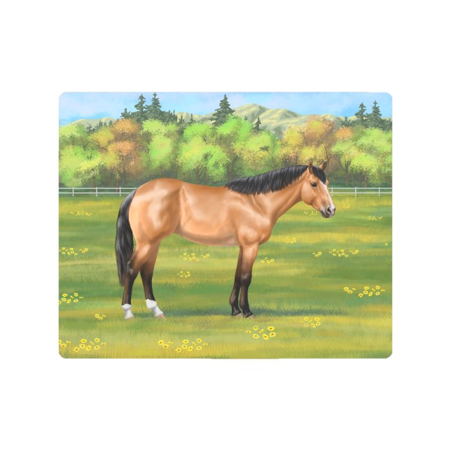 Impresión En Metal Buckskin Dun Quarter Horse (Anverso)