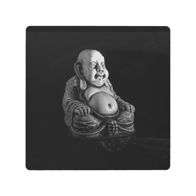 Impresión En Metal Buda chino blanco y negro antiguo (Anverso)