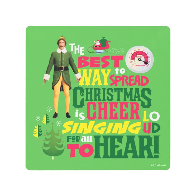 Impresión En Metal Buddy the Elf | Navidades Cheer Cita Gráfica (Anverso)
