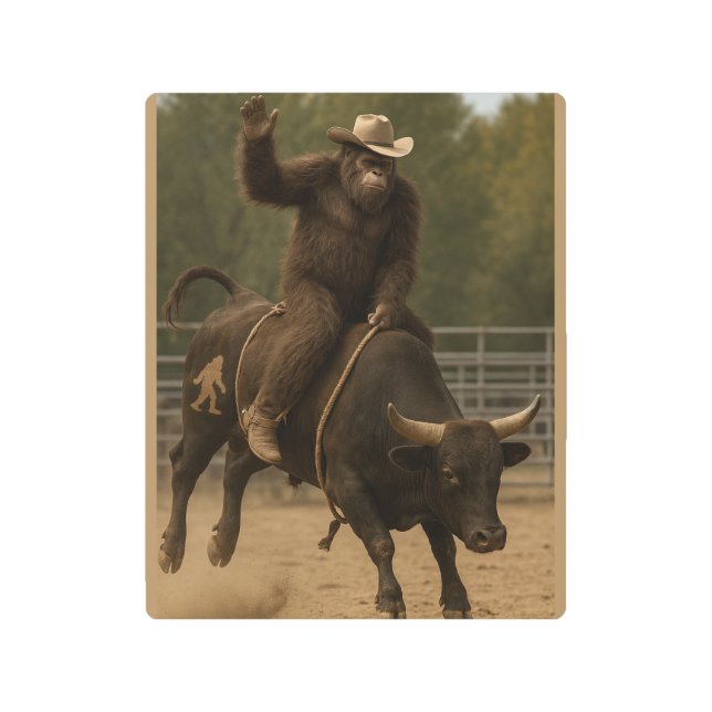 Impresión En Metal Bull Riding Bigfoot (Anverso)