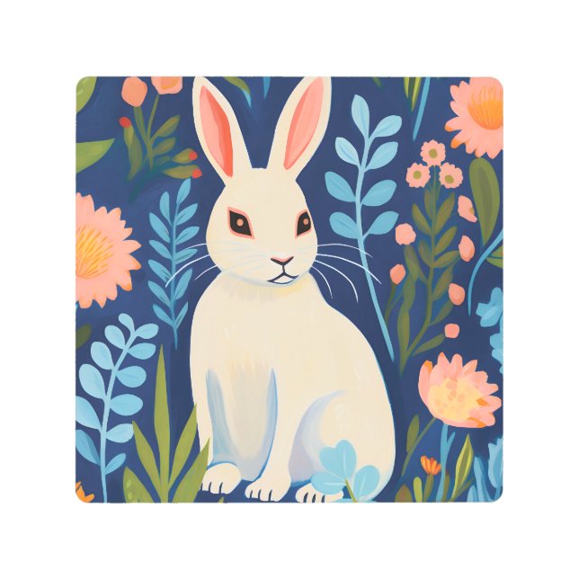 Impresión En Metal Bunny Floral (Anverso)