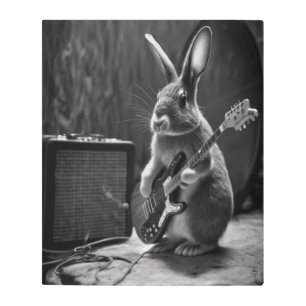 Impresión En Metal Bunny tocando una guitarra