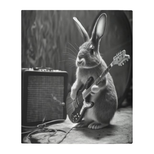 Impresión En Metal Bunny tocando una guitarra (Anverso)