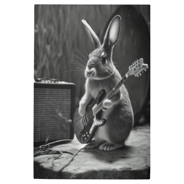 Impresión En Metal Bunny tocando una guitarra (Anverso)