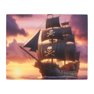 Impresión En Metal Buque pirata al amanecer