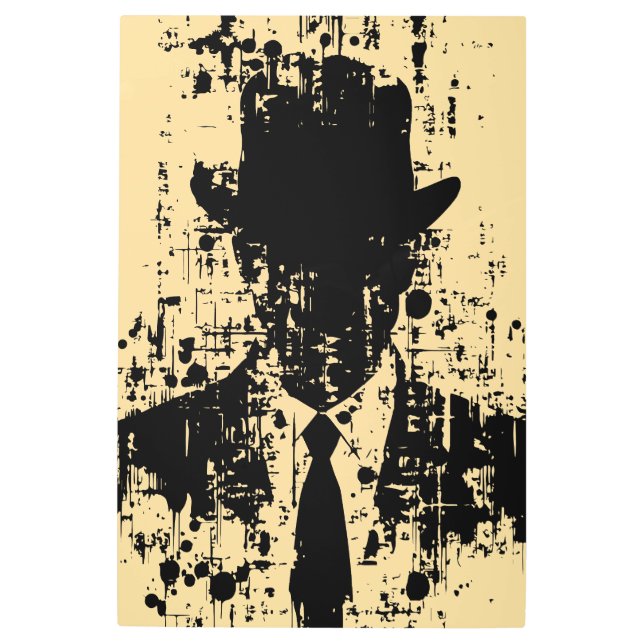 Impresión En Metal Caballero sin rostro: Elegancia abstracta (Anverso)