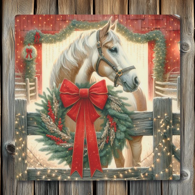 Impresión En Metal Caballo acuarela y Navidades de granjas festivas (Subido por el creador)