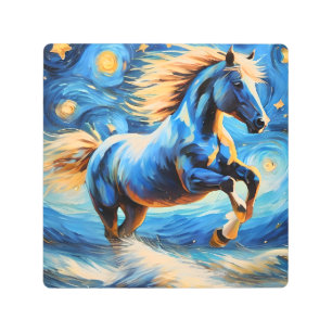Impresión En Metal Caballo azul
