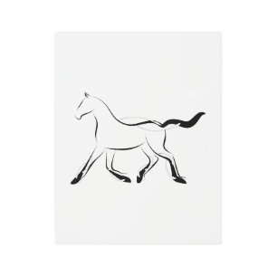 Impresión En Metal Caballo elegante de color negro