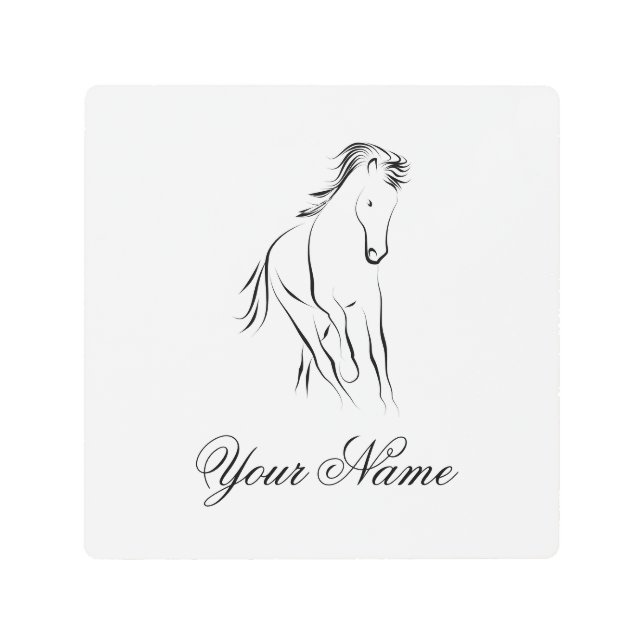 Impresión En Metal Caballo en ejecución de color negro (Anverso)