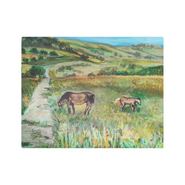 Impresión En Metal Caballos en la pradera (Anverso)