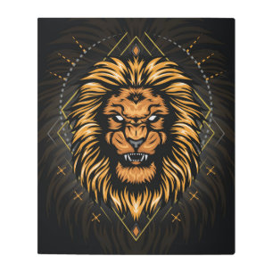 Impresión En Metal Cabeza de león