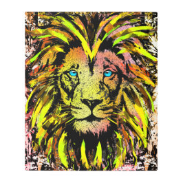 Impresión En Metal Cabeza de león amarilla - Dibujo de retrato de leó