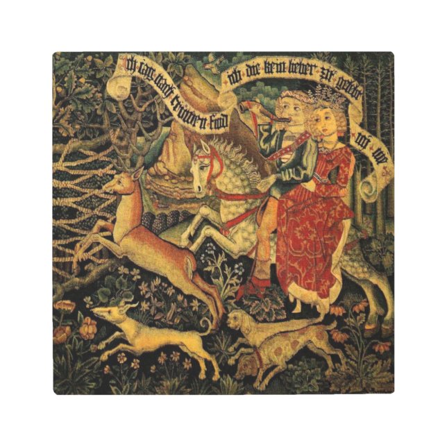 Impresión En Metal Cacería de amor al renacimiento medieval alemán vi (Anverso)