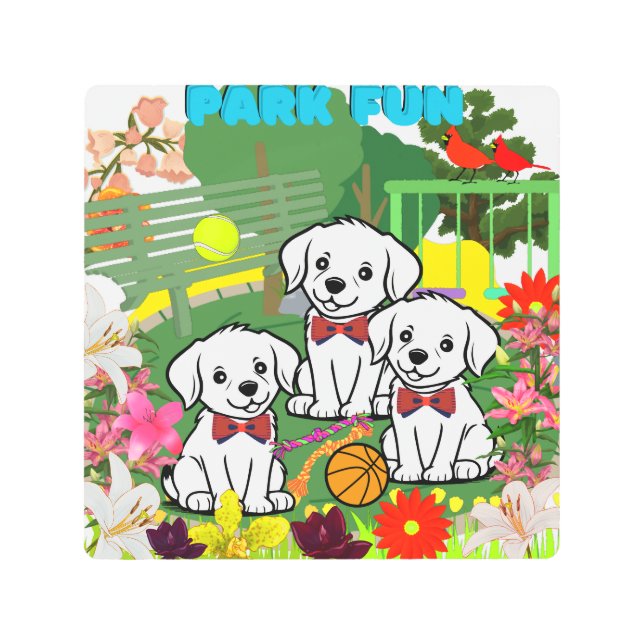 Impresión En Metal Cachorros divertidos (Anverso)