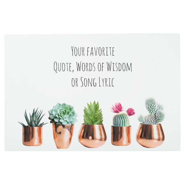 Impresión En Metal Cactus suculta tu cita favorita, canción (Anverso)