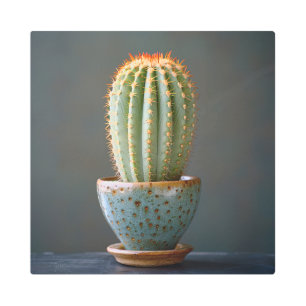 Impresión En Metal Cactus verdes en una Verde azulada fotografía de c
