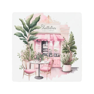 Impresión En Metal Café francés estético, Retro,