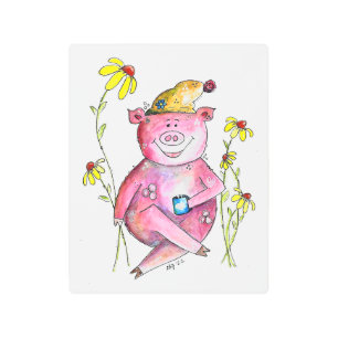 Impresión En Metal Café para beber cerdo delicioso