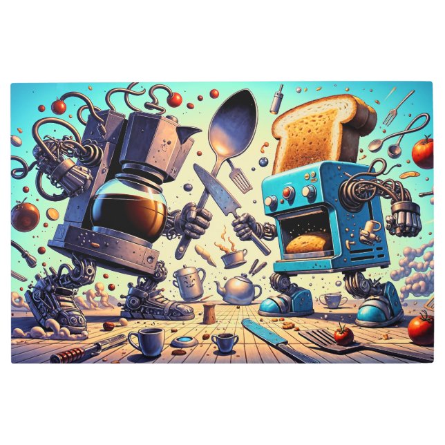 Impresión En Metal Cafetera fantástica vs. Duel de tostadora (Anverso)