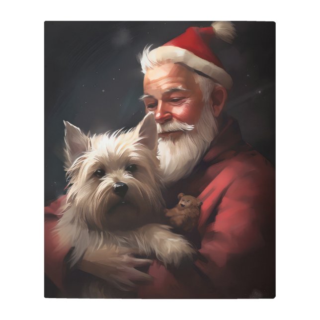 Impresión En Metal Cairn Terrier con Navidades festivos de Santa Clau (Anverso)