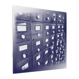 Impresión En Metal Cajones de biblioteca antiguos