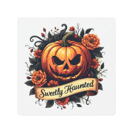 Impresión En Metal Calabaza veneciana dulce | Halloween floral