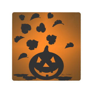 Impresión En Metal Calabaza y hojas silueta