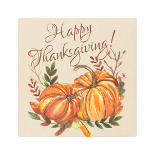 Impresión En Metal Calabazas de Acción de Gracias