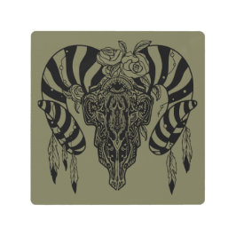 Impresión En Metal Calavera de toro tribal