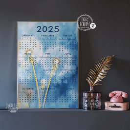 Impresión En Metal Calendario 2025 Fondo de las flores de Dandelion