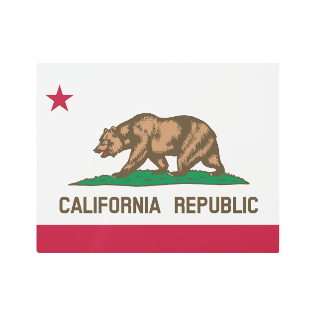 Impresión En Metal California Cali Republic Bear Flag, US States Meta (Anverso)