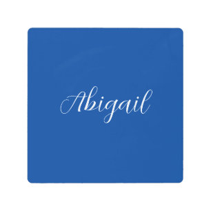 Impresión En Metal Caligrafía Elegante Blue White Plain Nombre simple