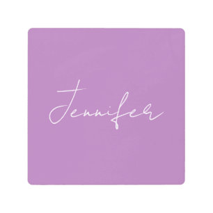 Impresión En Metal Caligrafía Elegante Lavanda Llanura Nombre simple